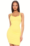 Summer Short Sleeve Solid Color Sling Women's Dress