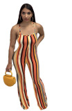 Women's Fashion Striped Low Back Flared Back Suspenders