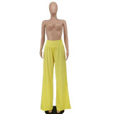 Women's Fashion Solid Color Straight Trousers High Waist Wide Leg Casual Pants