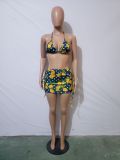 Trendy Sexy Print Halter Neck Two Piece Swimsuit