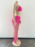 Women's Cutout See-Through Two Piece Beach Style Fishnet Hook Sexy Fashion Set