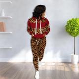 Leopard Print Fashion Sweatshirt Sports Casual Suit Winter