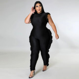 Women's Plus Size Women's Casual Print Sleeveless Ruffles Jumpsuit Women