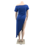 Plus Size Women's Slash Shoulder Lace-Up Cutout Top Dress