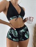 ruffle print shorts Two Pieces swimsuit bikini set