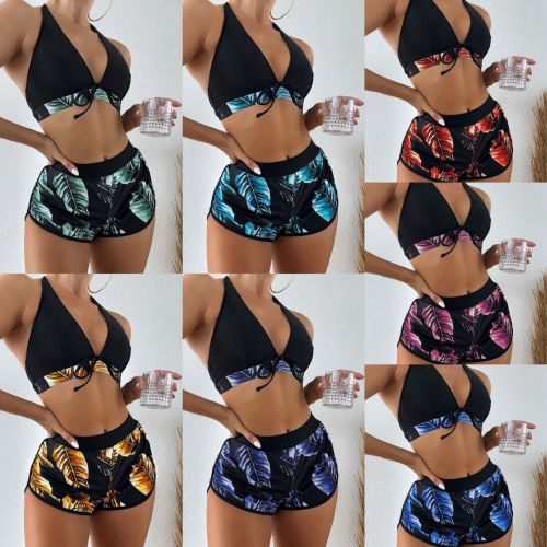 ruffle print shorts Two Pieces swimsuit bikini set