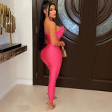 Womens Sexy Wrap Fur Rrim Tight Fitting Strapless Summer Jumpsuit Summer