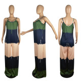 Women Summer Sleeveless Printing Adjustable Straps Jumpsuit