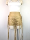 Women's Sexy PU Leather Pants Leather Rope Tassels Woven Low Waist Summer Shorts