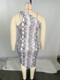 Plus Size Women's Leopard Print Cutout Lace-Up Slim Dress