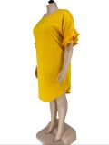 Women's Round Neck Plus Size Women's Ruffle Sleeve 5XL Dress