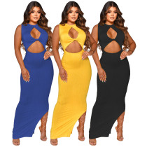 Damen Frühling/Sommer Tank Top Ausschnitt, gerippt, figurbetont, sexy Kleid