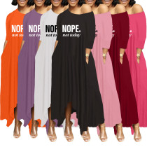 Unregelmäßiges, schulterfreies Swing-Kleid mit einfarbigem Buchstabe für Damen