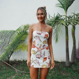 Off Shoulder Strapless Conch Print Bodycon Dress Summer