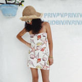 Off Shoulder Strapless Conch Print Bodycon Dress Summer