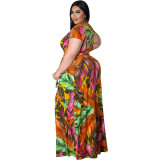 Plus Size Women Hawaiian Print Dress