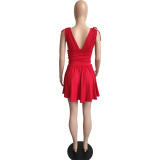 Women's Summer V Neck Sleeveless Mini Dress