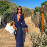 Abiti da spiaggia per protezione solare Primavera/Estate Cardigan Maxi Plus Size Scialle a pois Abito da donna