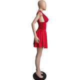 Women's Summer V Neck Sleeveless Mini Dress