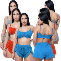 Women's Multicolor Off Shoulder Sexy Small Sling Pajamas Two Piece Set