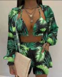 Sexy Sommer-Normallackdruck 3-teiliger Anzug für Frauen