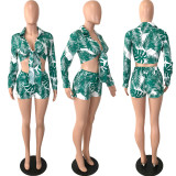 Spring/Summer Fashion Print Strap Short Two Piece Suit