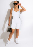 Women's American Sports Sleeveless Jumpsuit Summer Solid Color knitting Ribbed Women One Piece Shorts