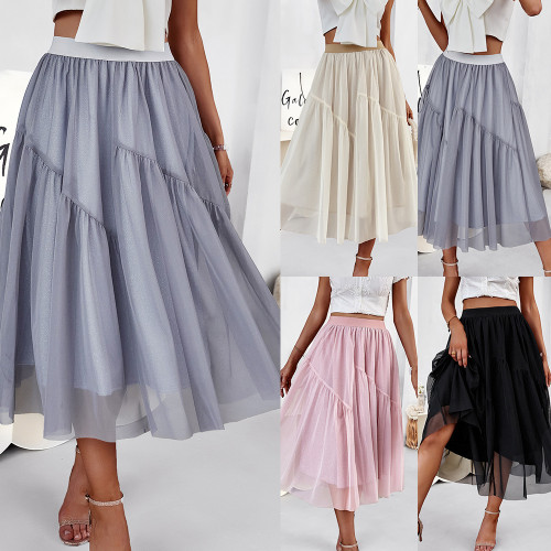 Falda elegante elegante Falda de malla ajustada de cintura delgada de verano