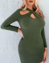 Chic  Cross Knitted Tight Fitting Dress