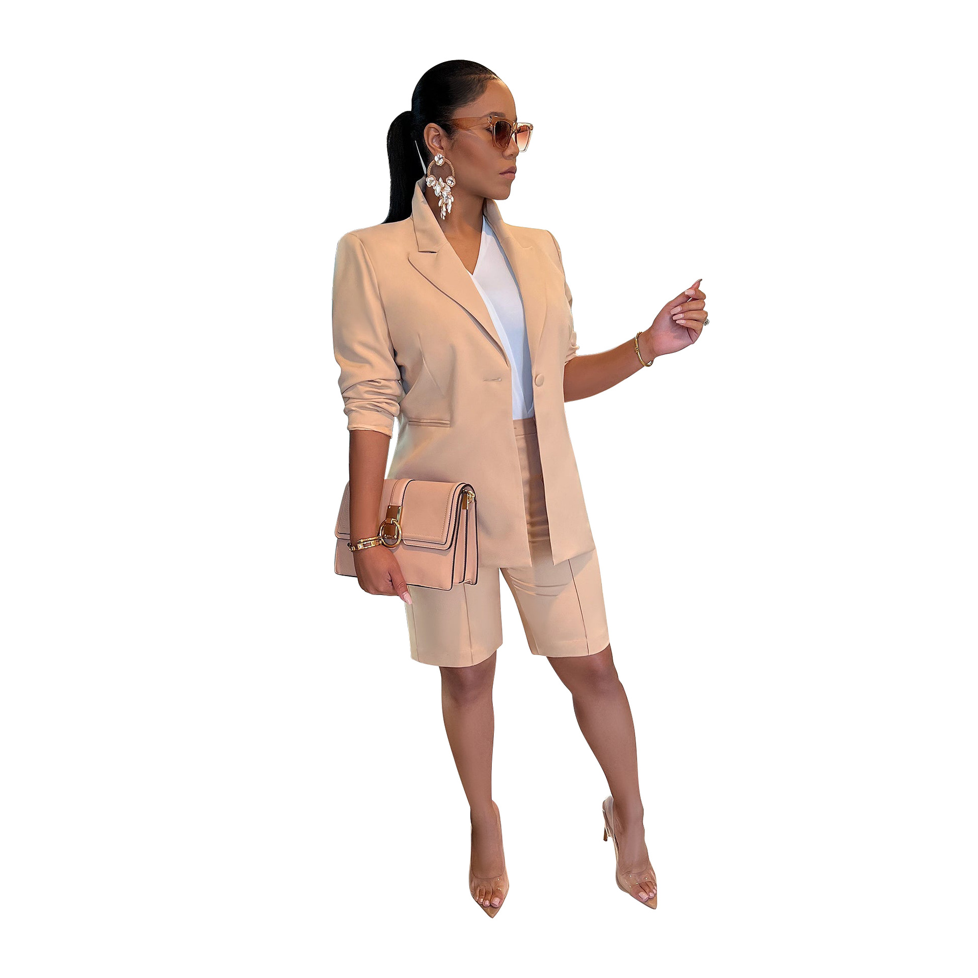 Women's Summer Blazers Set New Loose Suit Coat Shorts Two Piece