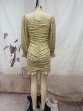 summer WomenV-neck long sleeve mini dress
