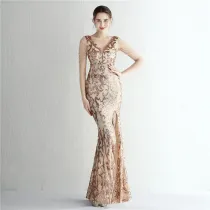 Women Sequined Sequin Long Evening Dress