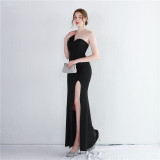 Women Fitted One Shoulder Long  Mermaid Dress Exhibition Evening Dress
