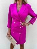 Women Suit Collar Slim Fit Double Breasted Jacket