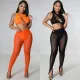 Summer Women's Fashion Sexy Tight Fitting Mesh See-Through Basic Pants