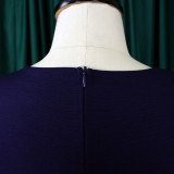Summer short-sleeved flower solid color large size tight dress with belt