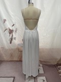 High Cut Lace Upper Long Halter Dress