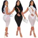 Fashion Sexy Cutout Mesh See-Through Patchwork Sleeveless Turtleneck Jumpsuit Women