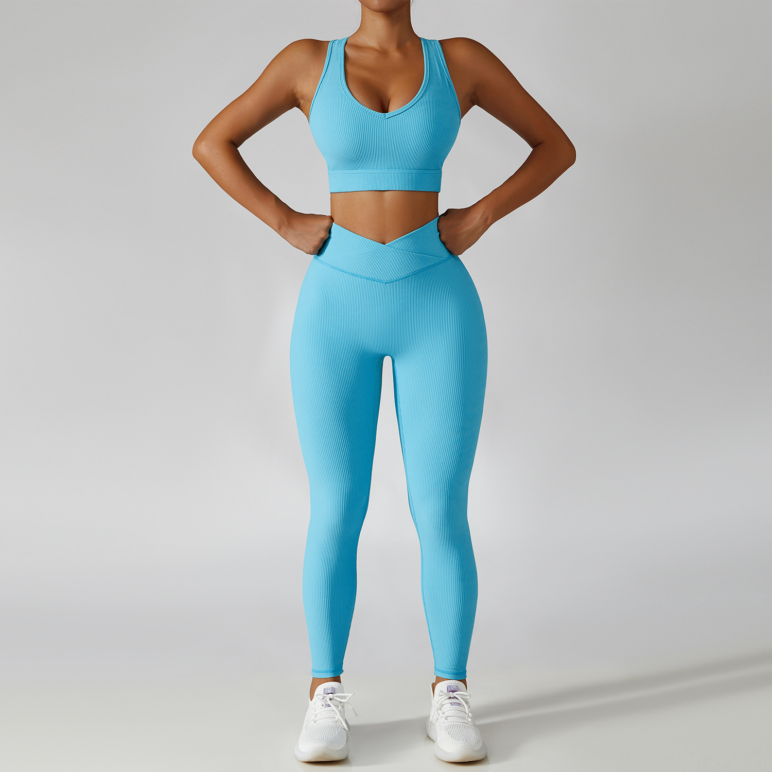 Women Seamless Knitting Solid Sports Running Fitness Yoga Pants