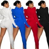 Fashion Sexy Solid Color Tight Fitting V Neck Long Sleeve Jumpsuit Women