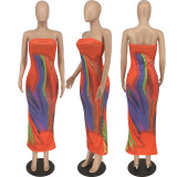 Women's Summer Positioning Print Off Shoulder Wrap Dress