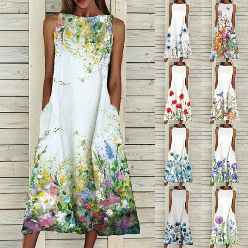 Women's Summer Dress Floral Print Elegant Dress