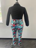 Women's Digital Print Trousers and Lace-Up Shirts