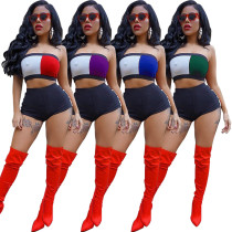 Ensemble de shorts sexy enveloppés de couleurs contrastées de produits printemps-été pour femmes