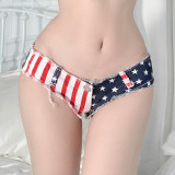 Sexy American Flag Denim Shorts Women's Bikini Top