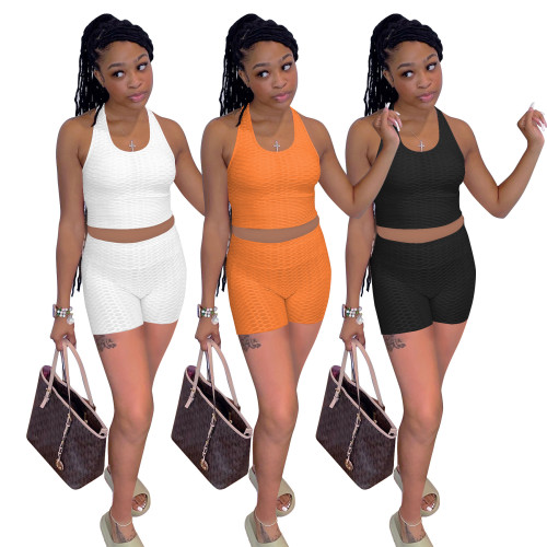 Women's Fashion Sexy Sports Solid Color Tank Top Shorts Set