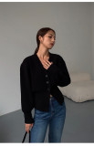 Autumn short v-neck top retro lazy style solid color knitting cardigan sweater jacket