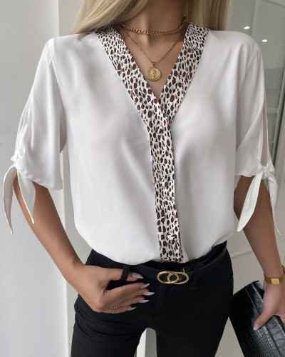 Women summer fashion lace up print Top