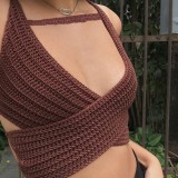 Women fashion sexyLace-Up sweater Top