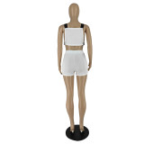 Women's Summer Cargo Tank Top Shorts Suit Solid Stretch Sexy Nightclub Style Two Piece